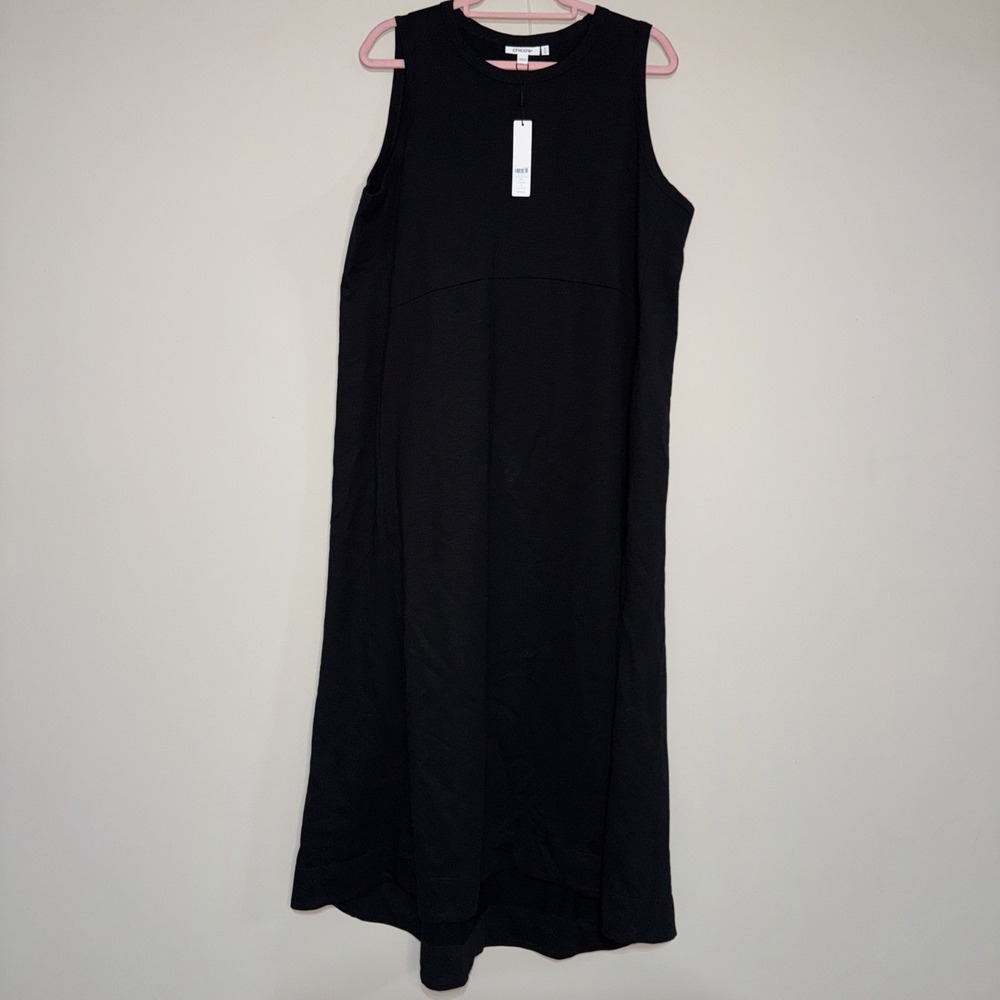 Chicos Maxi Dress Sleeveless Tank Midi Dress Pockets Black Sz 3 Size XL NWT